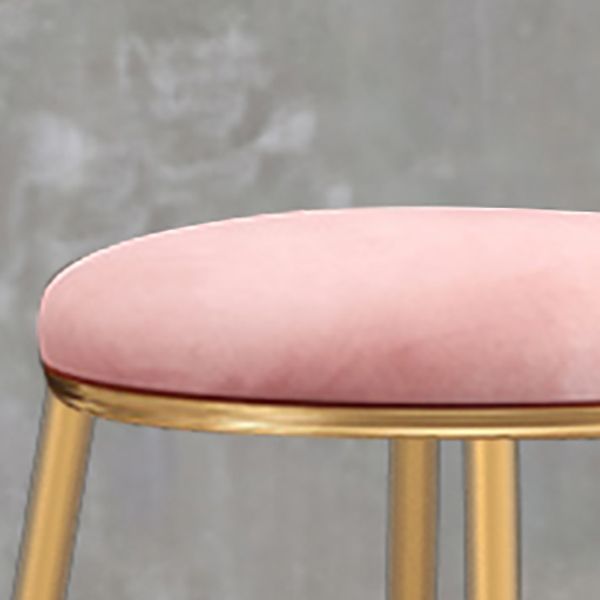 Glam Armless Backrest Counter Stool Iron Cashier Bar Stool with Flannel Cushion and Pedal