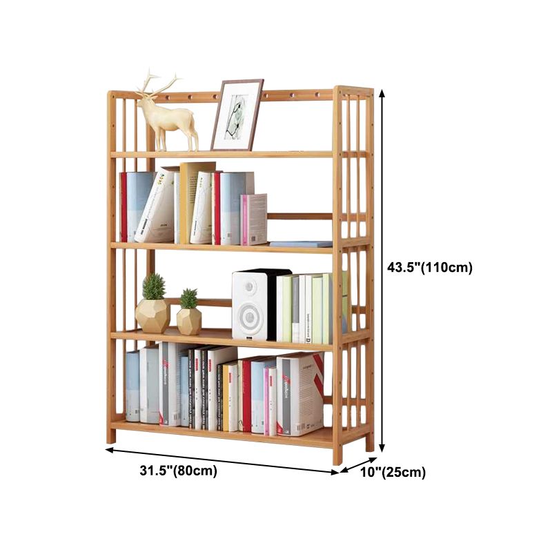 Manufactured Wood Etagere Bookshelf Natural Modern Open Bookcase for Classroom