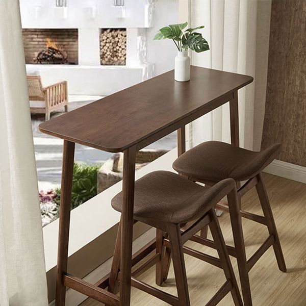 1/3/4 Pieces Table and Stool Set Contemporary Brown Solid Wood