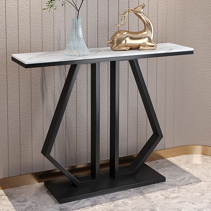 Glam Console Accent Table 11.81" W Sofa Console Table in Marble