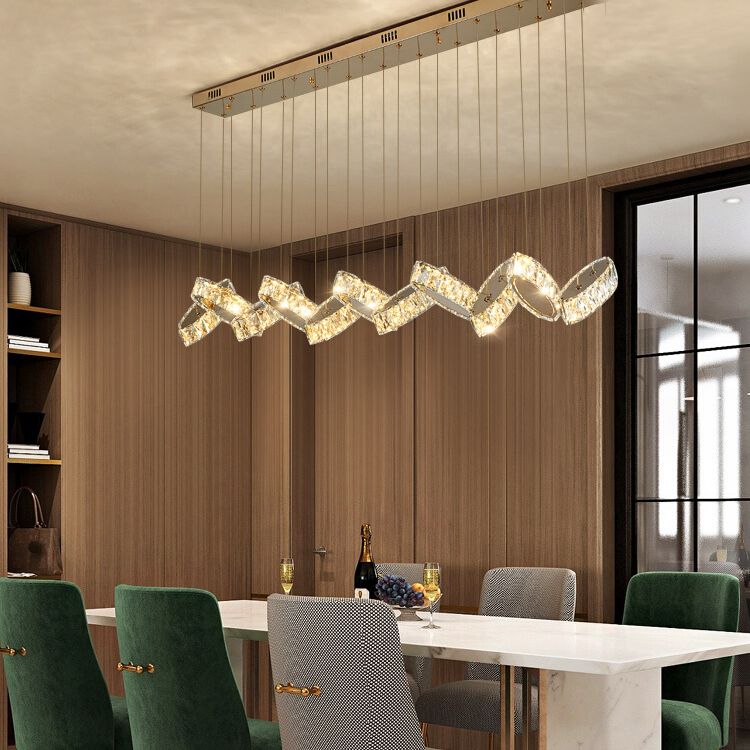 Luces colgantes contemporáneos accesorios de colgantes lineales Cristal para la isla de cocina