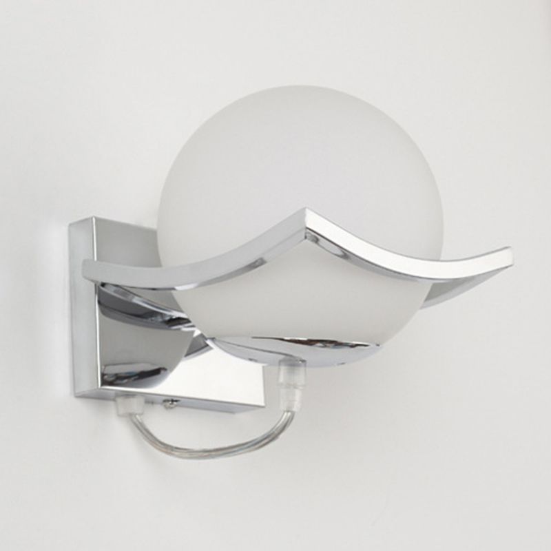 Modern Contracted Ball 1 Head Glass Material Milky White Wall Lamp