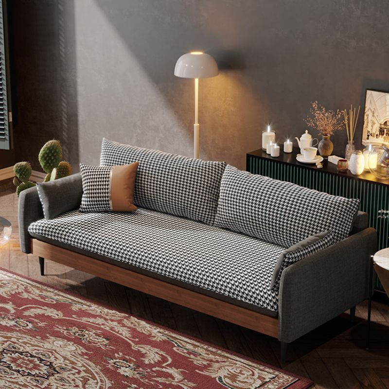 29.9" H Contemporary Linen Blend Square Arm Sofa for Living Room