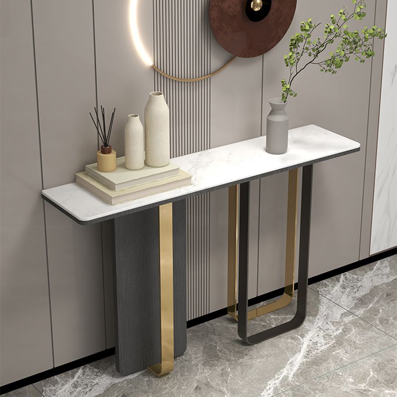 13"W Contemporary Console Table Stone White Rectangle Console Sofa Table