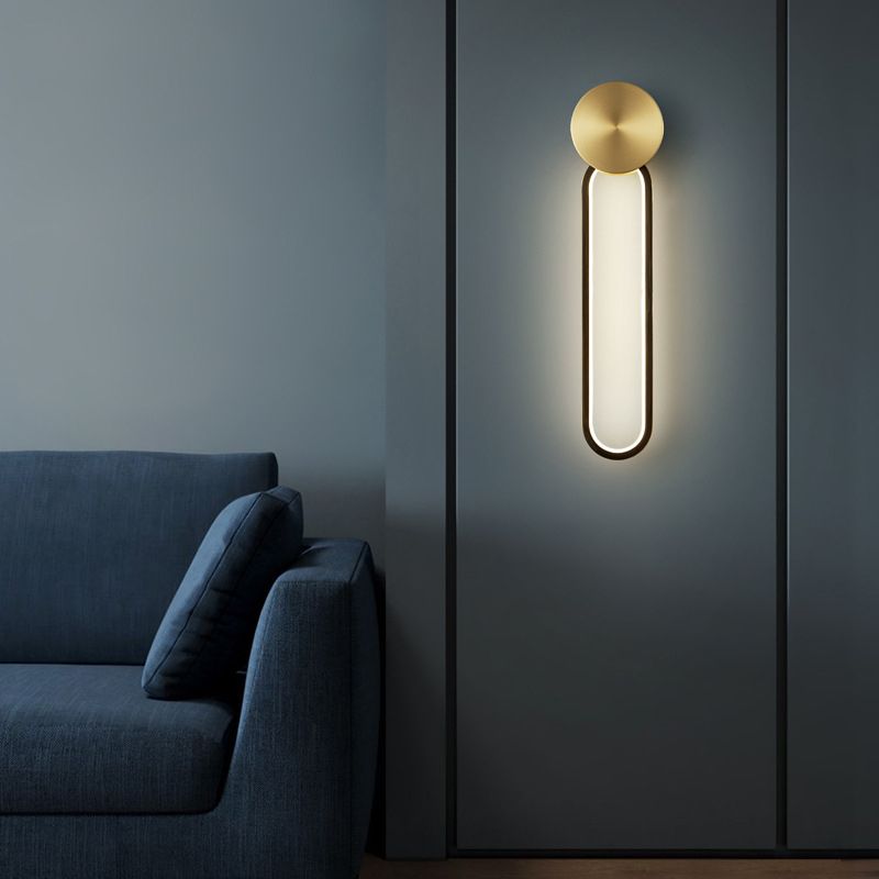 Minimalism LED Wall Sconce Oval Sconce Lighting with Brass for Bedroom
