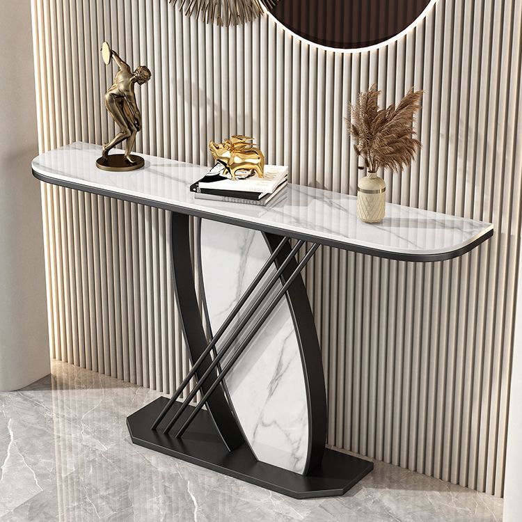 Contemporary Half Moon Console Accent Table Antique Finish Sofa Console Table