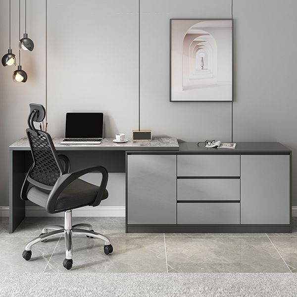 Gray 3-Drawer Wood Vanity Dressing Table with Makeup Table and Stool