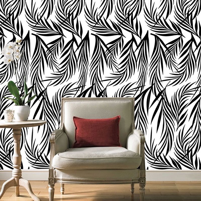 Adhesive Willow Wallpaper Panels Grey-White Modern Style Wall Art for Dining Room