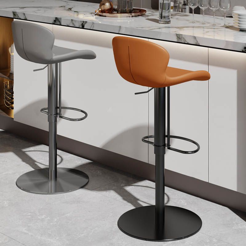 Contemporary Style Adjustable Backrest Counter Stool with Leather Cushion