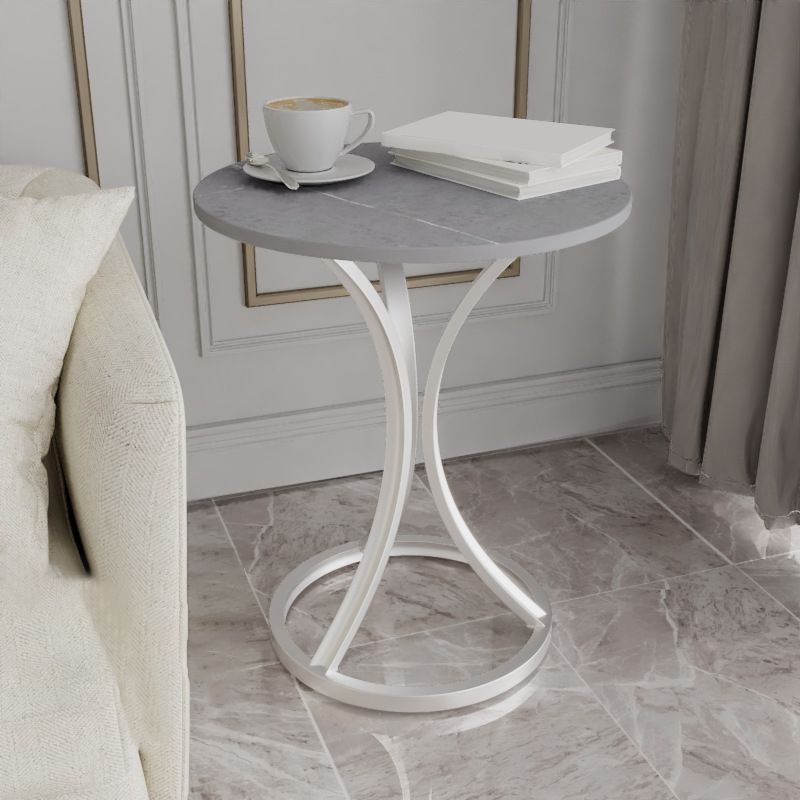 Modern Slate Round Side End Table Frame Base Type Sofa Table