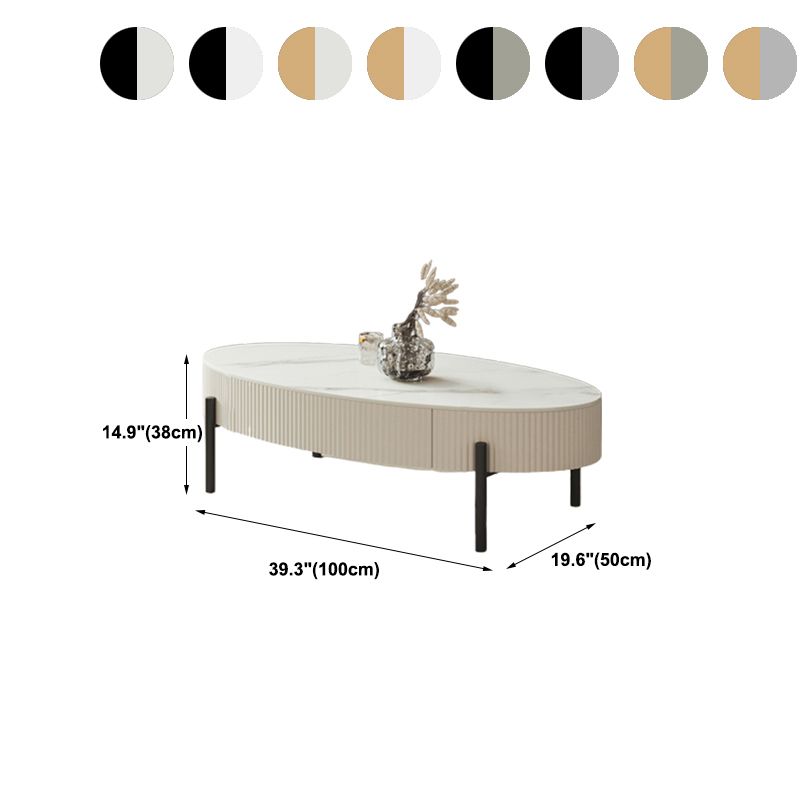 Glam 4 Legs Coffee Cocktail Table Slate Coffee Cocktail Table with Storage Drawers