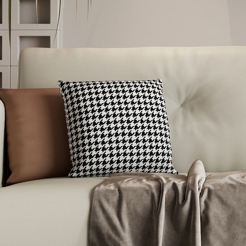 Tufted Square Arm Standard Modern Settee Couch in Orange/white