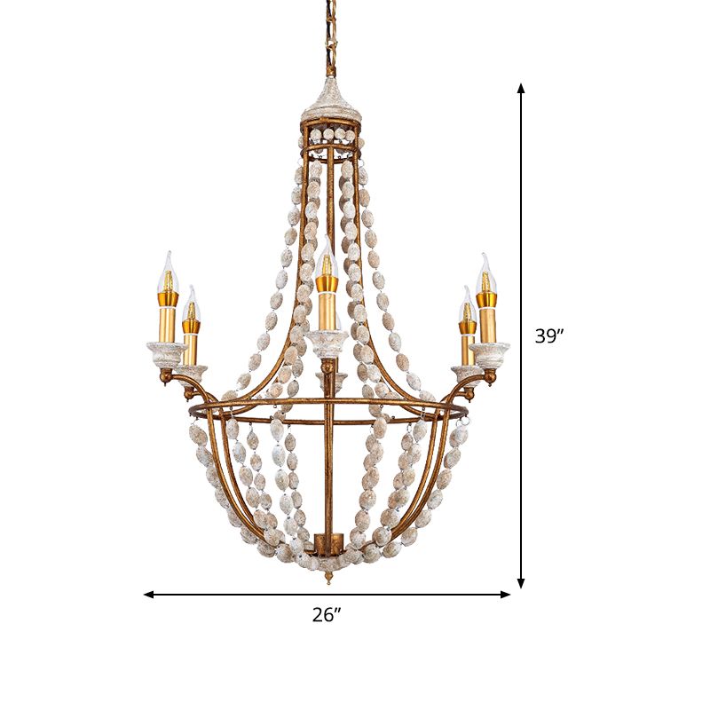5 Bulbs Candle Ceiling Chandelier Traditional Metal Suspended Lighting Fixture in Rust