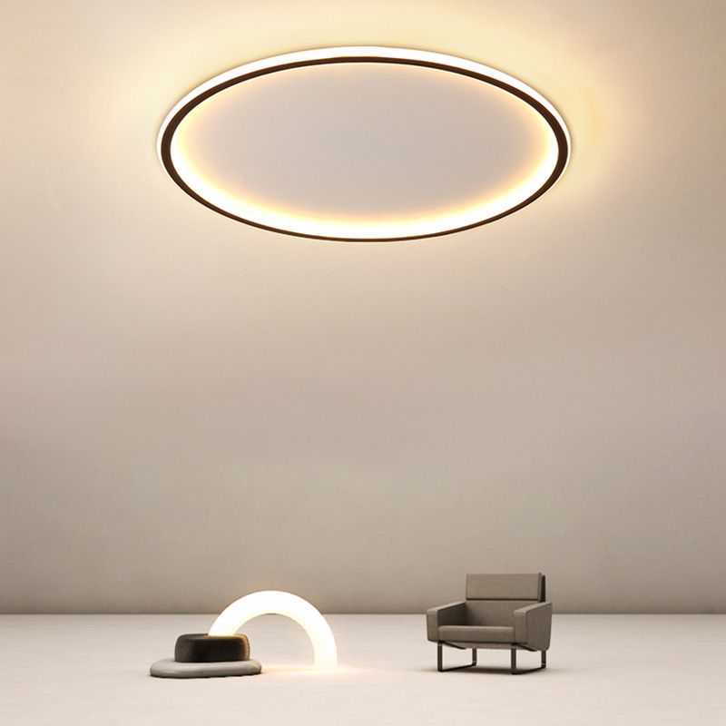 Runde Unterputz-Beleuchtung, minimalistische LED-Deckenleuchte aus Aluminium in Schwarz und Weiß