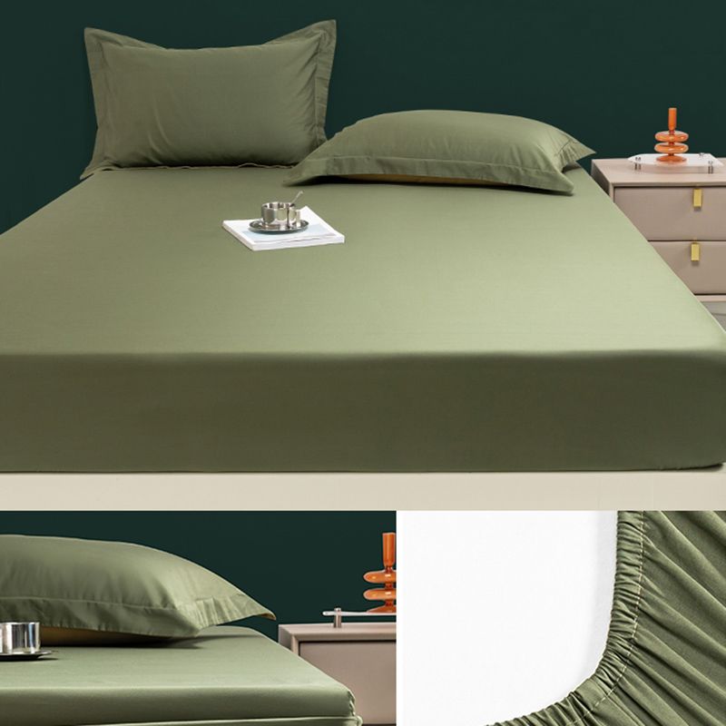 Fitted Bed Sheet Solid Color Non-pilling Breathable Skin-friendly Bed Sheet Set