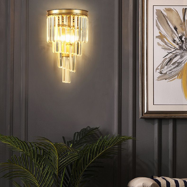 Prismatic Transparent Crystal Wall Light Sconce Modern Style 1-Light Wall Mounted Lighting