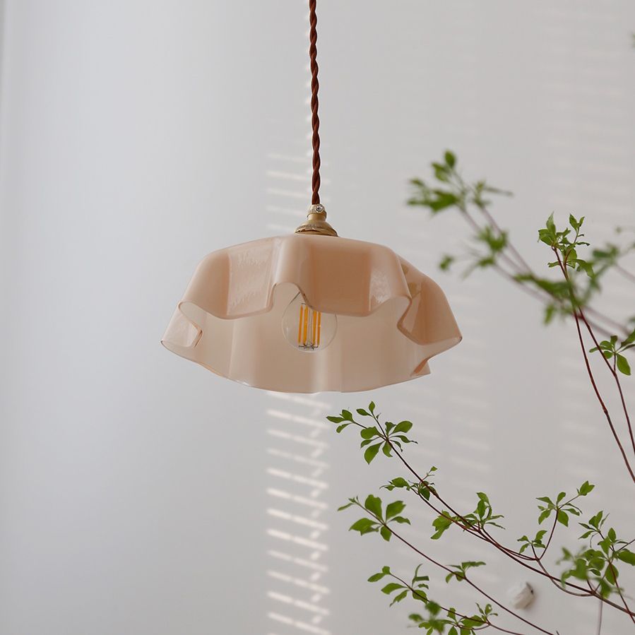 Nordic Style Macaron Pendant Light Metal Glass Hanging Light for Bedside