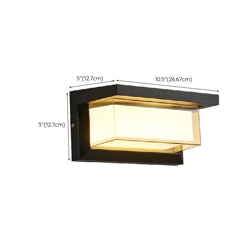 LED Modern Metal Wall Sconce Rectangle Shape Wall Light with Acrylic Shade for Courtyard