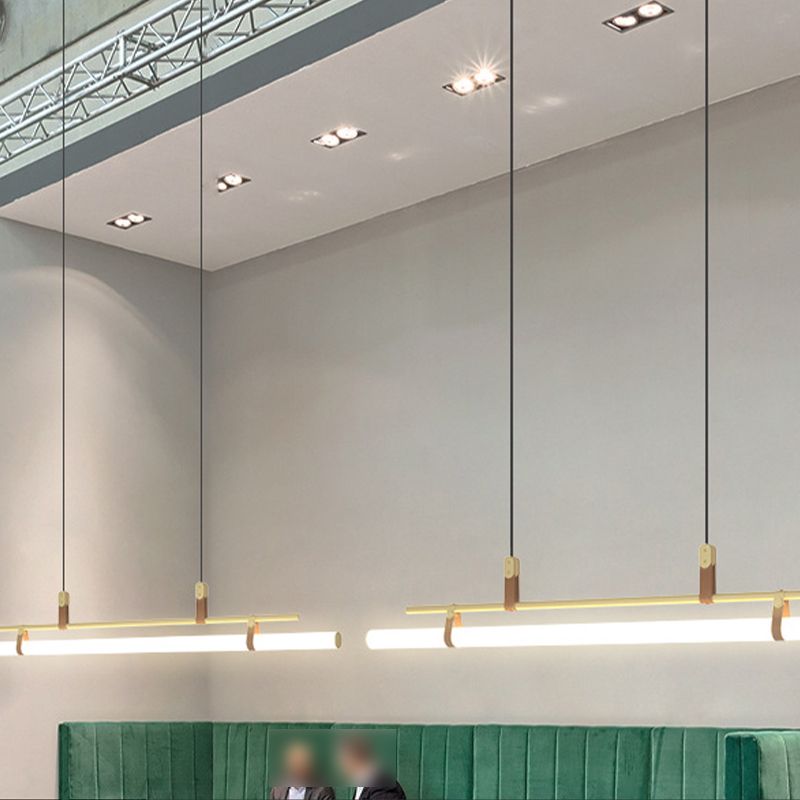 Nordic Style Island Light Metal Straight Island Pendant for Dining Room