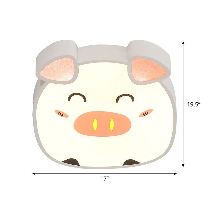 Lampada da incasso a soffitto a forma di maiale bianco a forma di cartone animato, per bambini, a LED, in acrilico, con luce calda/bianca/naturale