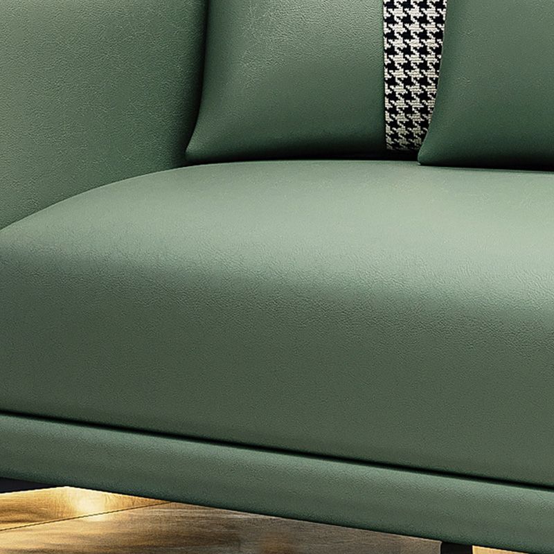 Sloped Arm Single Cushion Sofa Modern 25.2" H Faux Leather Sofa with Pillows