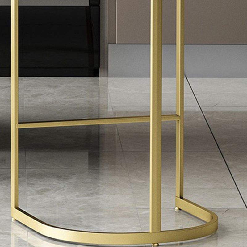 Glam Gray Metal Barstool Faux Leather Upholstered Counter Stool with Gold Base