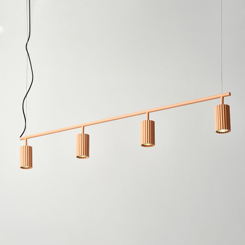 Moderne stijl cilinder eiland verlichtingsarmaturen metaal 4 lichte hanglamp armaturen