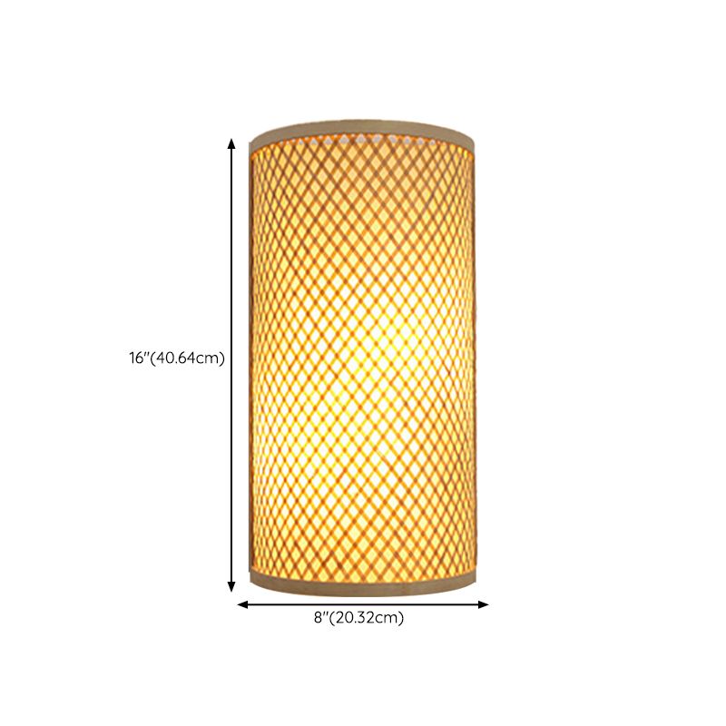 1 Light Geometric Flush Mount Wall Sconce Contemporary Rattan Wall Light Sconces
