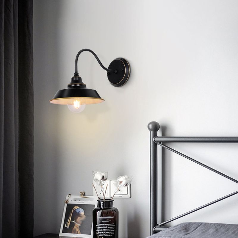 Metal Geometric Shape Wall Light Industrial Style 1 Light Wall Light Sconce in Black
