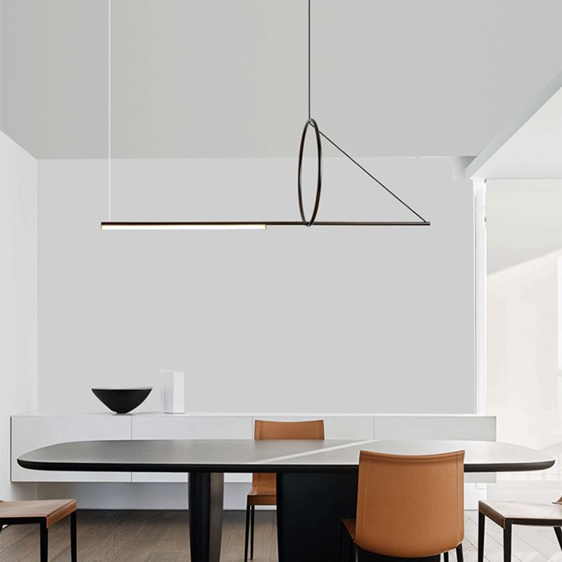 Lustre linéaire lustre moderne en métal simple îlot de plafond îlot de plafond en noir