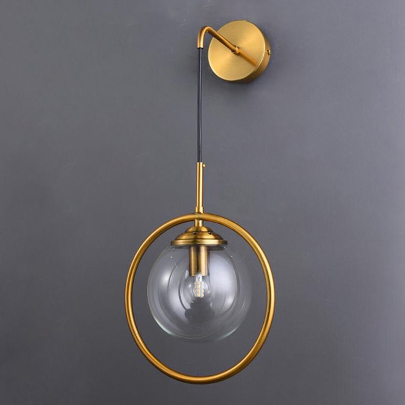 Runde Wandleuchte minimalistische Leuchtenleuchte mit Glasschatten