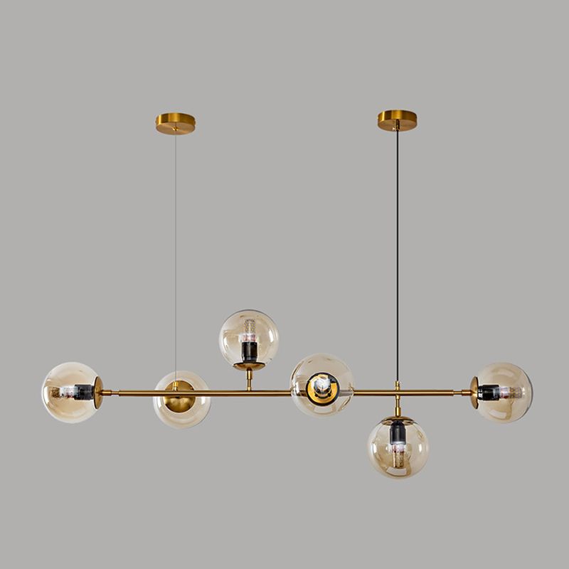Spherical Shape Island Lights Modern Style Glass 6 Light Pendant Lighting Fixtures