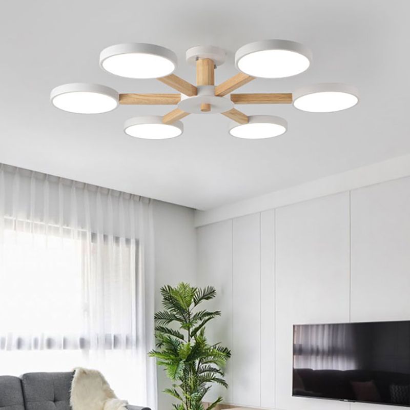 Nordic Round Ceiling Light Colorful Multi Light Flush Mount Light for Bedroom