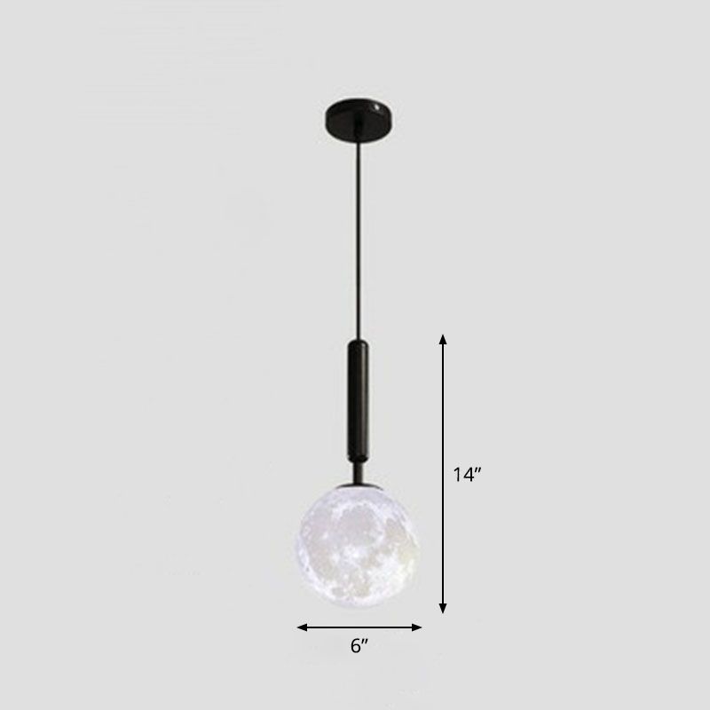 3D Print Moon Shaped Pendant Light Minimalist Creative Metal Single Hanging Lamp