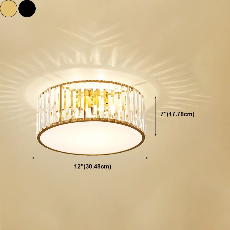 Geometry Shape Ceiling Lamp Modern Iron Flush Mount with Glass Lampshade for Bedroom