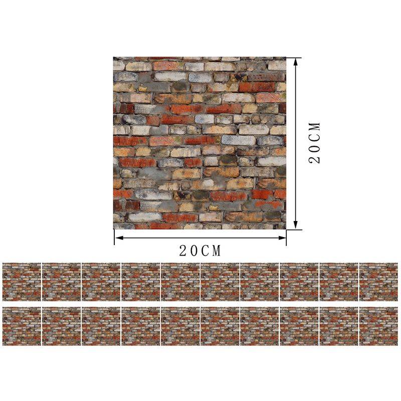 Red Brown Distressed Brick Wallpapers Stick On Rustic Dining Room Wall Decor (20 Pcs)
