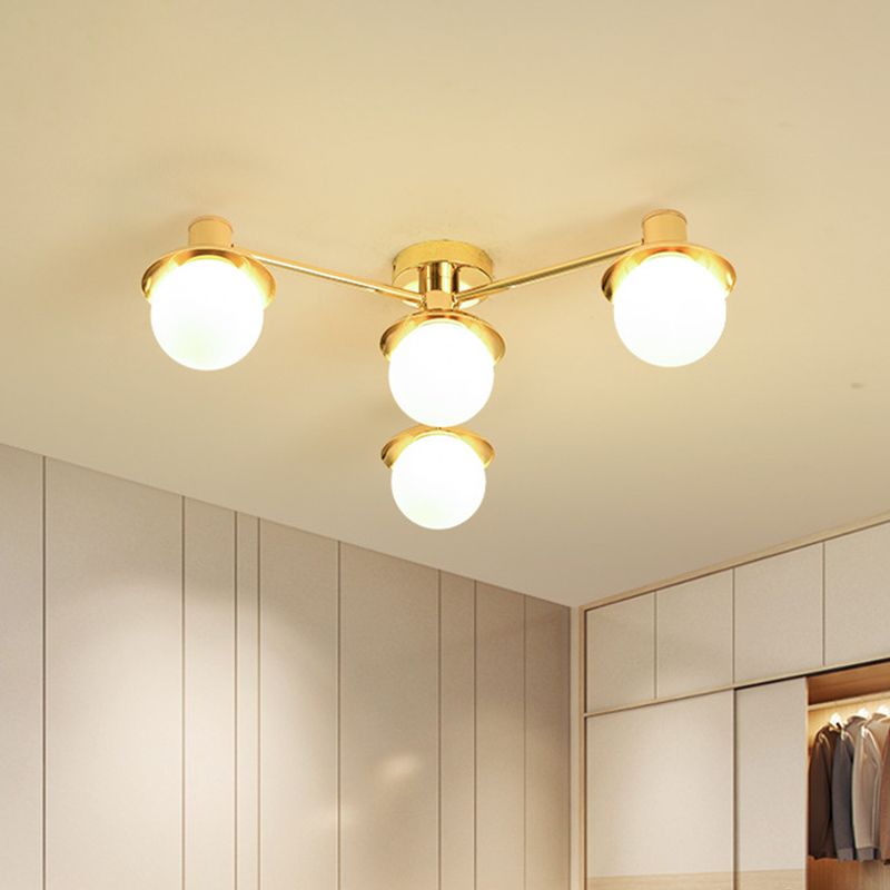 Luz Modernadora de metal radial de 4 luces de acabado de latón de bronce para dormitorio