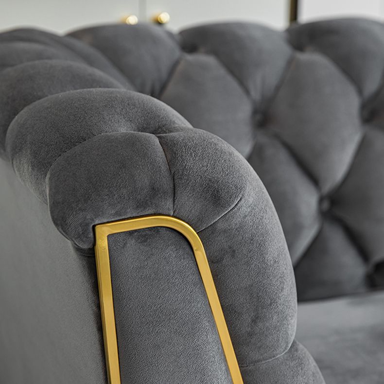 Scandinavian Solid Color Sofa 28.74" Wide Wood Frame Tuxedo Arm Sofa