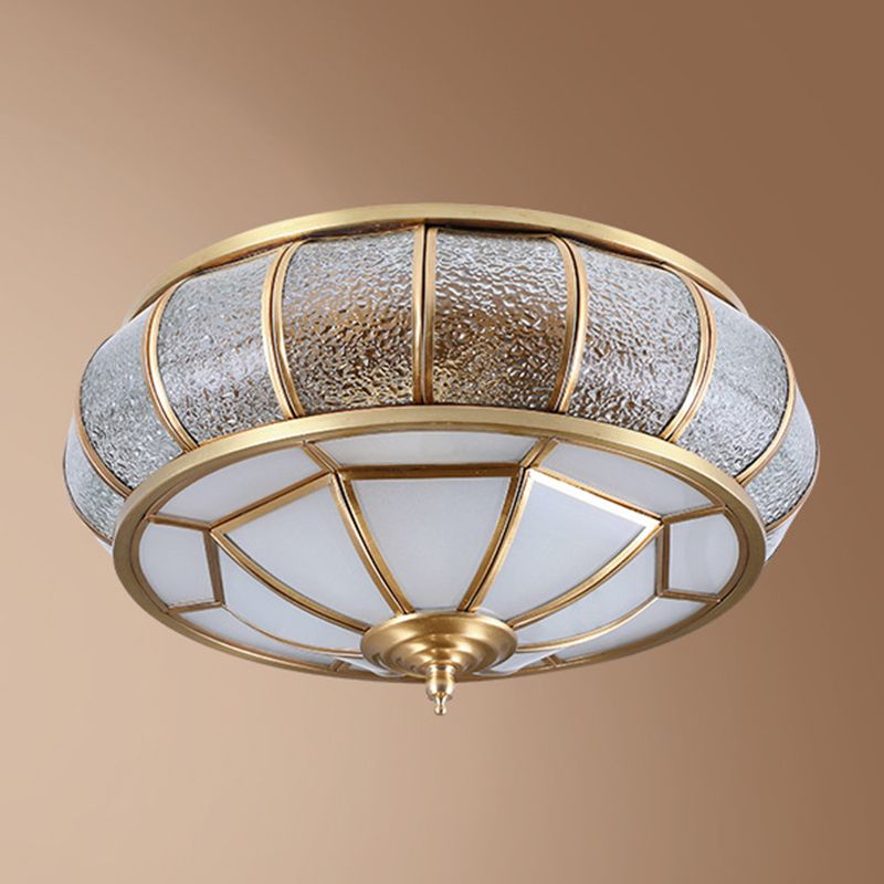 Colonial Vintage cuivre intérieur encastré laiton Bowl suspension avec abat - jour en verre dépoli