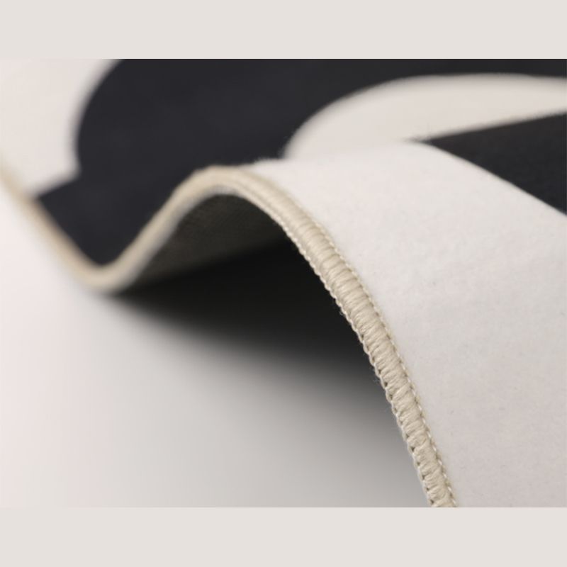 Fashionable Black Modern Rug Color Block Polyester Area Carpet Non-Slip Backing Rug for Bedroom