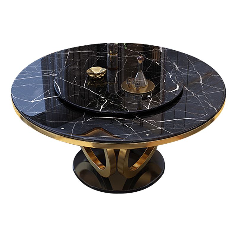 Glam Marble Round Dining Table Standard Kitchen Dining Table with Pedestal Base
