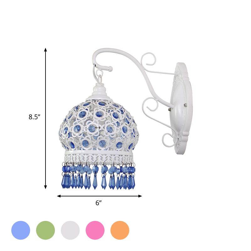 Traditional Dome Wall Sconce Lamp 1 Bulb Metal Wall Mount Light in White/Pink/Orange for Living Room