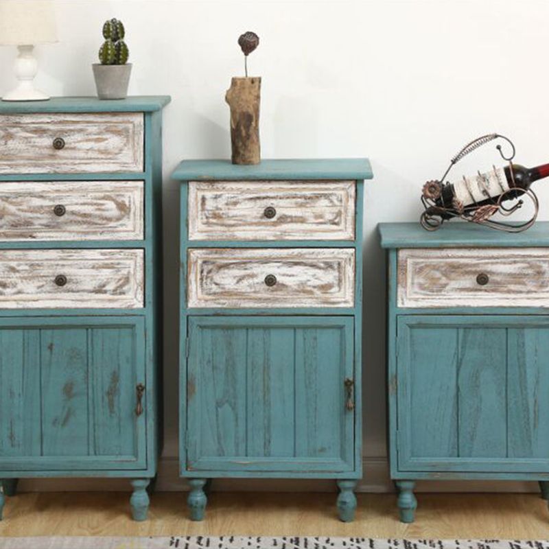 Industrial Accent Cabinet with 1 Door Turned Legs Storage Cabinet with Drawers