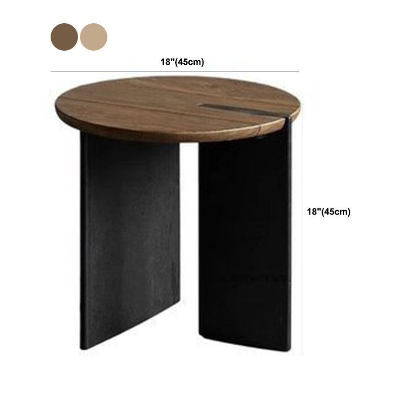 Scandinavian Round Solid Wood Coffee Table with 2 Legs Coffee in Brone