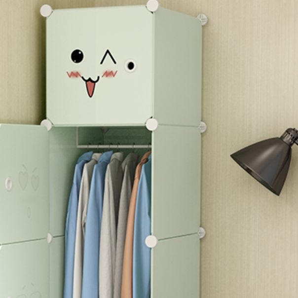 Modern Style Wardrobe Green Colour Plastic Bedroom Wardrobe Closet