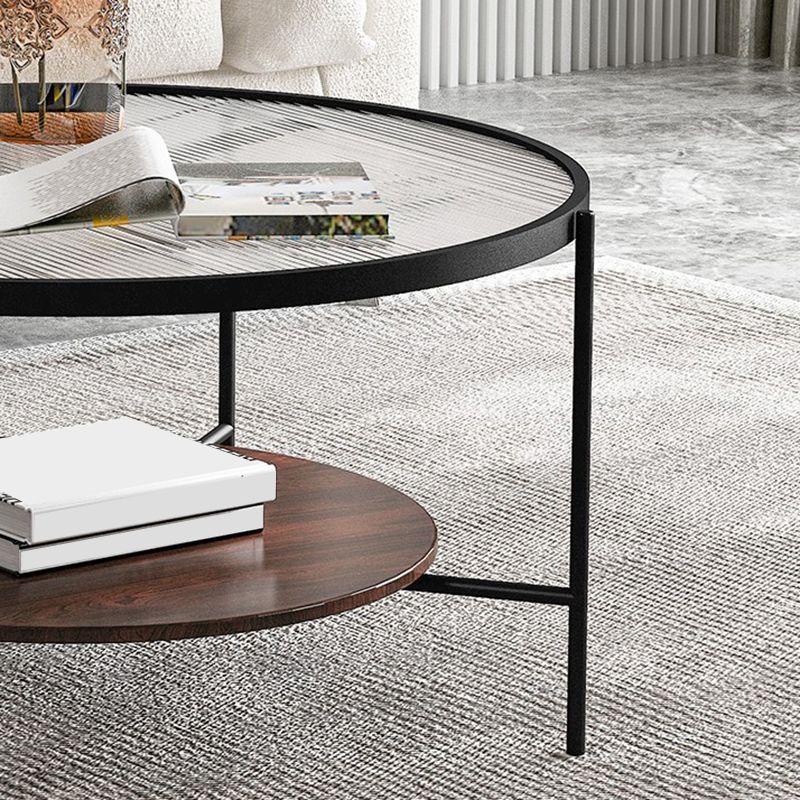 17.72" Tall Contemporary Style Coffee Cocktail Table Glass-Topped Coffee Table