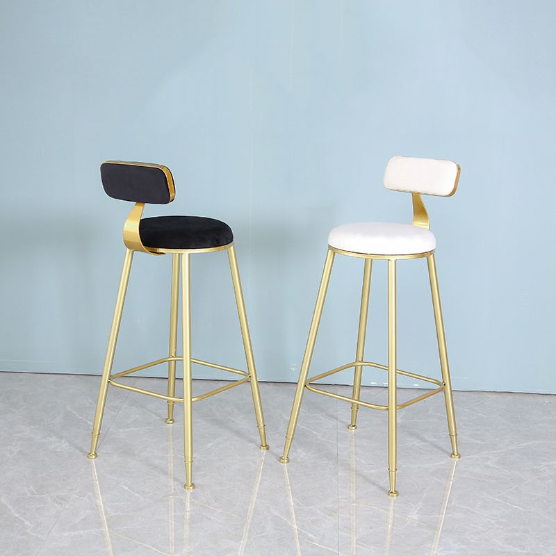 Taburete de bar de estilo escandinavo con patas de metal, asiento redondo, silla para mostrador para cocina