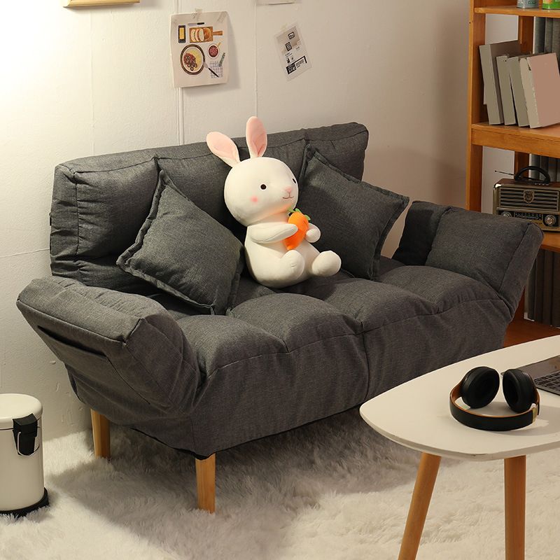 Modern Biscuit Back Reclining Square Arm Linen Stationary Sofa