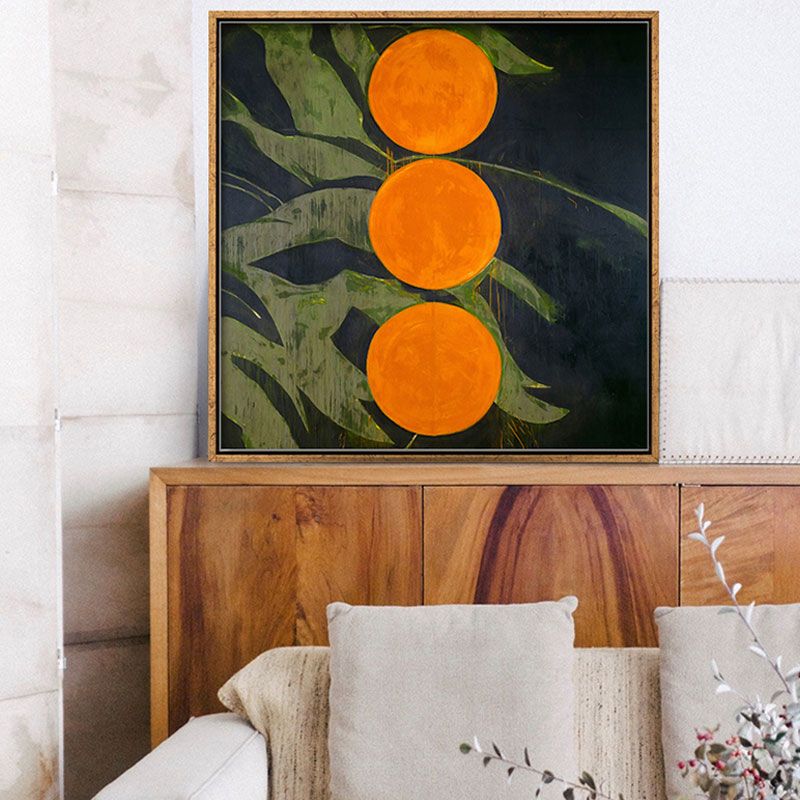 Scandinavian Style Leaves Pattern Art Canvas Orange Natural Botanical Wall Decor