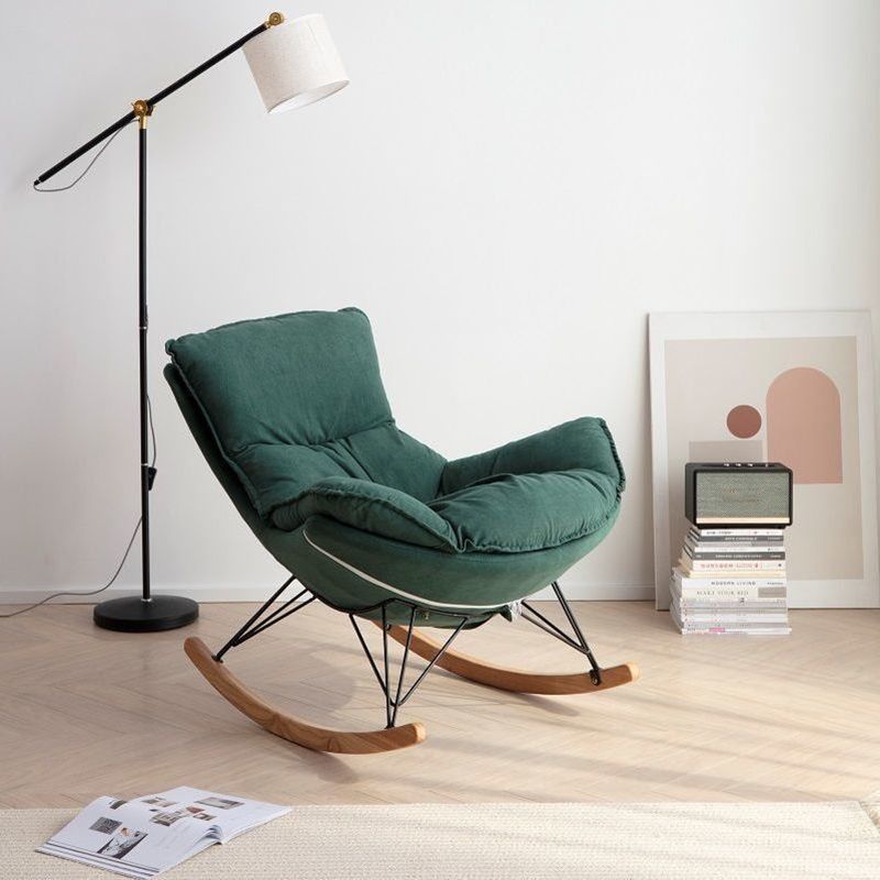 Modern Upholstered Rocker Chair Metal Frame Water Resistant Spindle Rocker Chair